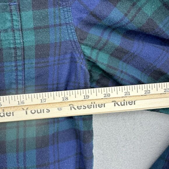 Lucky Brand & Co Blackwatch Plaid Long Sleeve Flannel Green Blue Men's M Retro - Picture 7 of 8